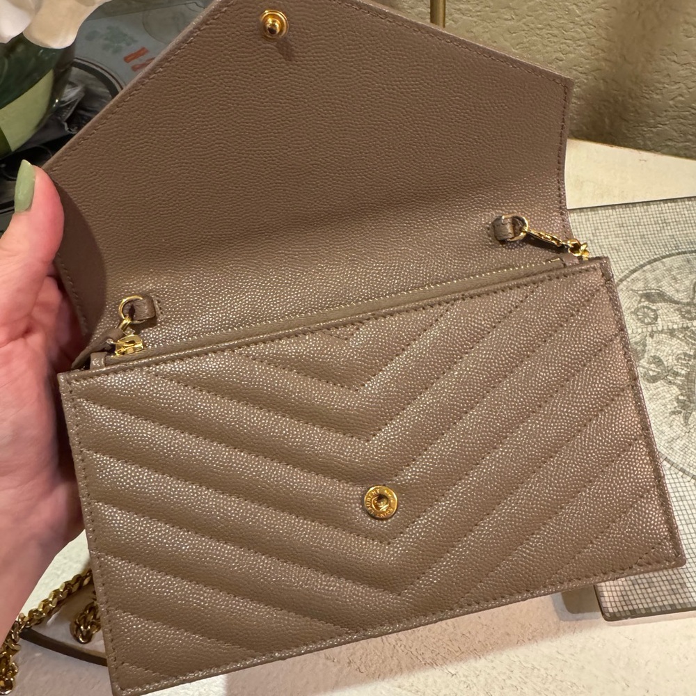 Yves Saint Laurent Taupe Quilted Crossbody Bag - Picture 11 of 16